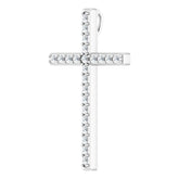 14K White 3/8 CTW Natural Diamond Cross Pendant